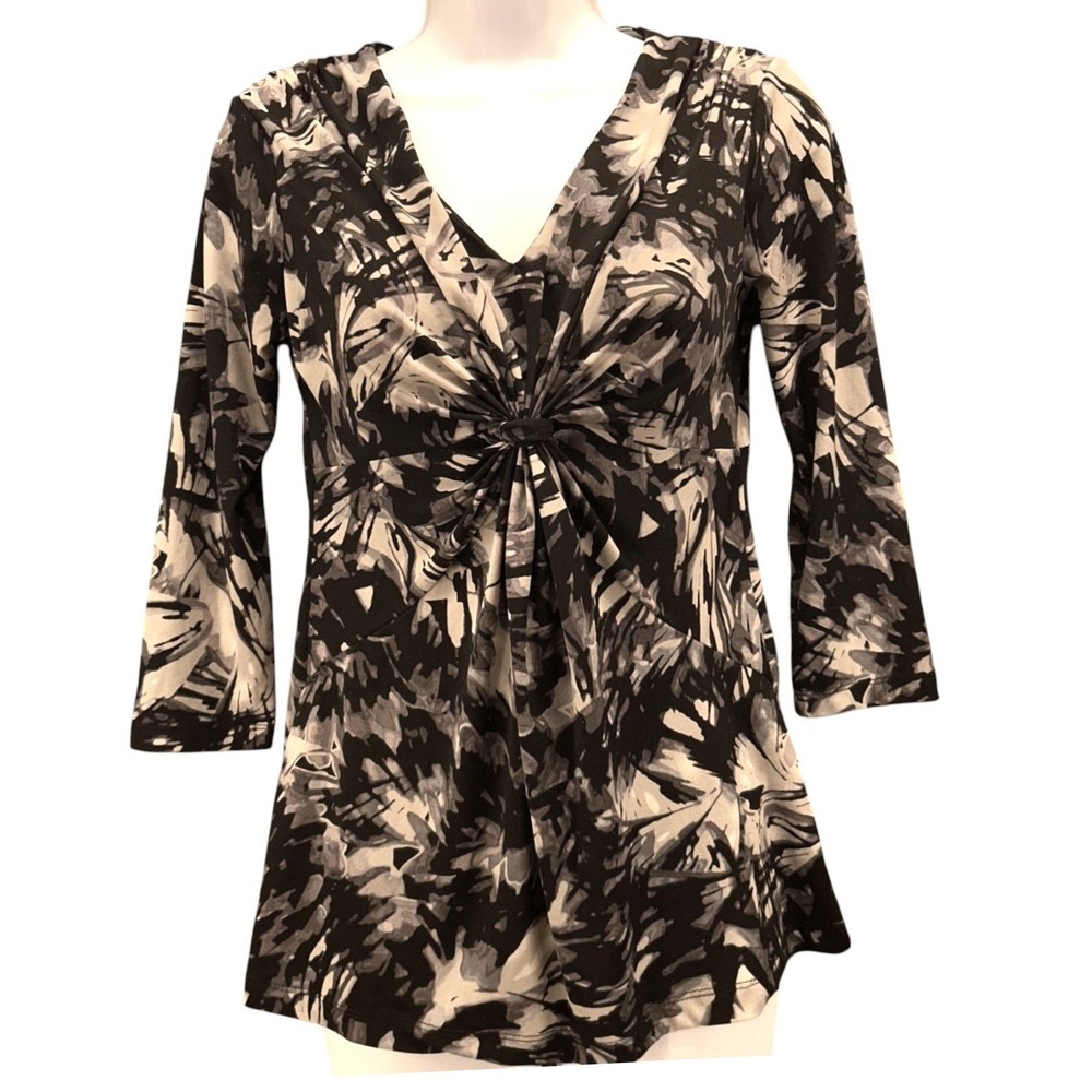 Daisy Fuentes Babydoll Blouse XS Twist Knot Whimsigoth Art‎ To Wear Y2K Stretch